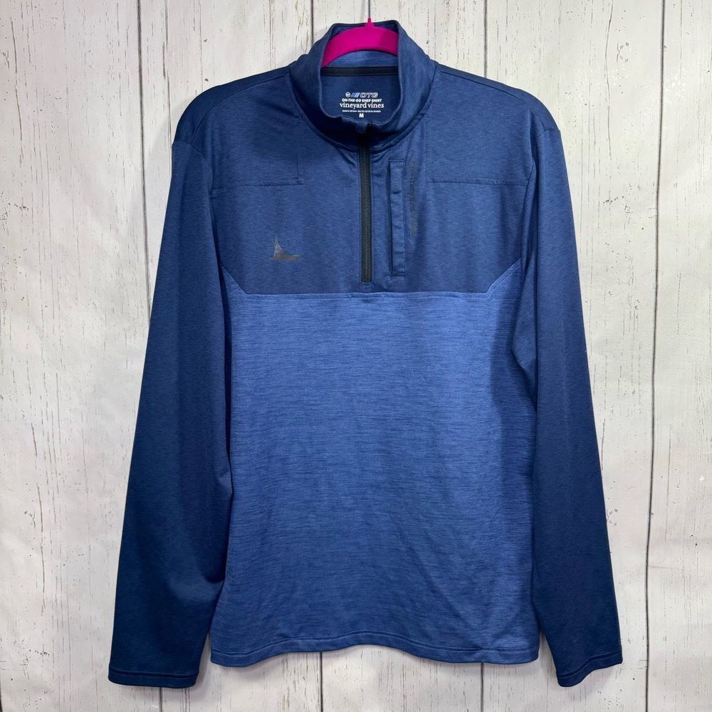 Vineyard Vines OTG Performance Quarter Zip Pullover Blue Size M Preppy Coastal